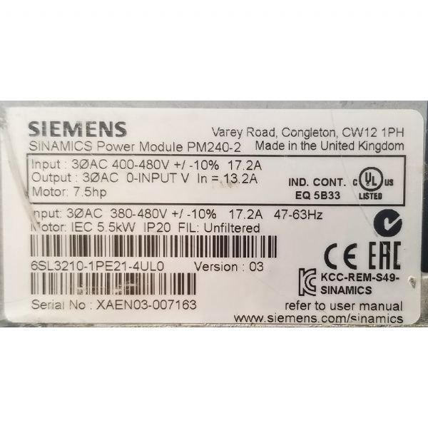 6SL3210-1PE21-4UL0 - 63307